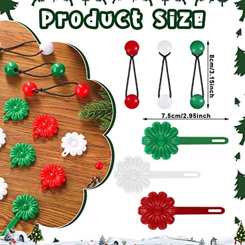 72 Pcs Hair Accessories Set - Self Hinged Barrettes, Hair Balls, Bow Flowers, Plastic Clips for Girls, Baby, Toddler (Red, Green, White) - Image 2