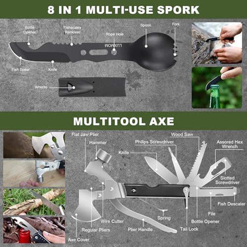 Gifts for Men Christmas Survival Kit and First Aid kit, Emergency Supplies Camping Accessories with Upgraded Molle Bag for Outdoor Adventure Camping Hiking Hunting - Image 4