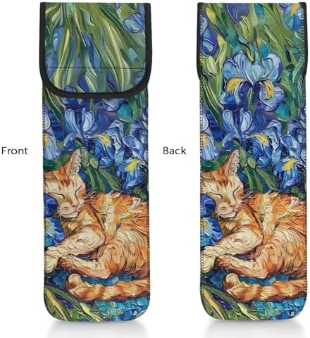 Ohuysud Curling Iron Storage Bag Heat Resistant Travel Bag Neoprene Pouch for Curling Iron Cat Irises Large Capacity Flat Neoprene Curling Iron Straightener Bag - Image 3