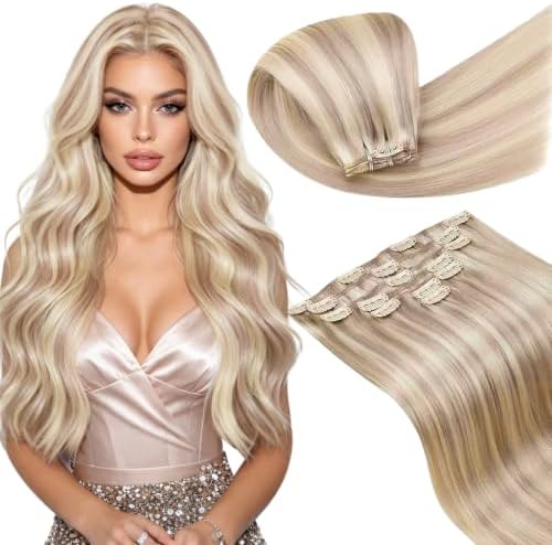 LaaVoo Clip On Extensions Human Hair, For Instant Length, 24 Inch by LaaVoo