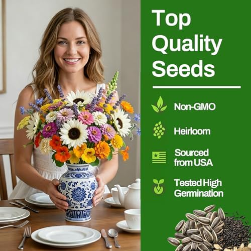 10 Varieties Flower Seeds in Individual Packs, 66,600+ Non-GMO Seeds Indoor Outdoor, Includes Zinnia Lavender Sunflower Marigold Cosmos Nasturtium Snapdragon Borage Yarrow Calendula, Wildflower Seeds - Image 3
