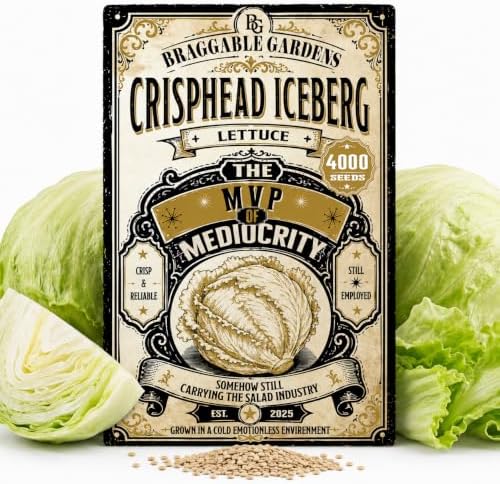 Iceberg Lettuce Seeds, Crisphead Lettuce Seeds for Planting, Full Sun Vegetable Garden Seeds, Crisp Refreshing Lettuce Heads for Salads, Sandwiches, Burgers and Wraps by BraggableGardens