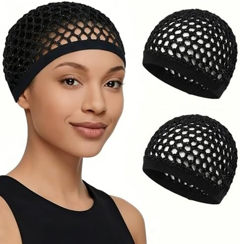 2 Pcs Premium Mesh Hair Net for Sleeping - Ultra-Wide Soft Band, Breathable Crochet Hair Wrap for Silk Press, Shower by ROSEBONY