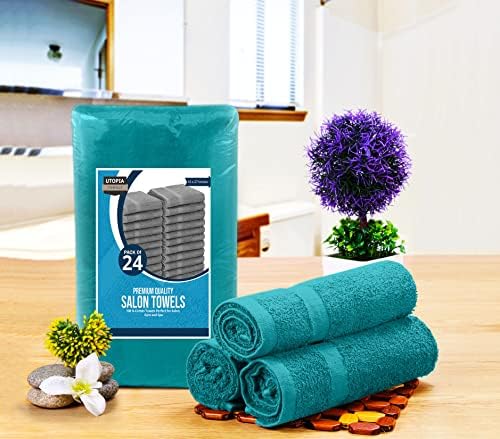 Utopia Towels Salon Towels, Pack of 24, 16x27 in, 100% Cotton, Turquoise - Image 2
