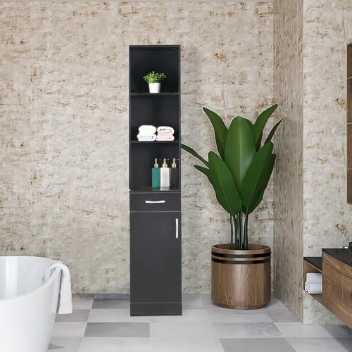 Wall Mount Salon Station, Hair Stylist Storage Cabinet Barber Station Beauty Hair Salon Spa Equipment with 5 Compartments 1 Drawer (Black) - Image 5