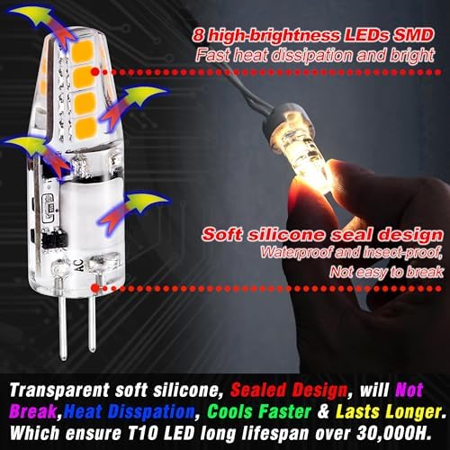 G4 LED Bulb 2W 2700K Warm White AC/DC12V 10W-20W T3 JC Type Bi-Pin, 10 Pack - Image 2