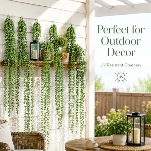Janinka 8 Pcs Artificial Succulents Bulk Hanging Plants 24 Inches - Image 5