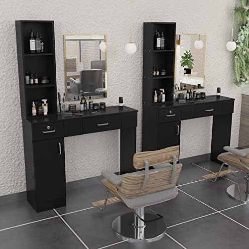 Modern Compact Salon Station No Mirror, Locking Beauty Spa Styling Station for Hair Stylist with Ample Storage - Ideal for Home Salon, Bedroom, Bathroom, Hairdresser - Image 2