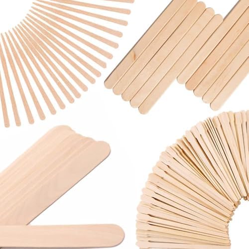 Mibly 4 Style Assorted Wooden Wax Sticks for Body Legs Face and Small Medium Large Sizes Eyebrow Waxing Applicator Spatulas for Hair Removal or Wood Craft Sticks (Pack of 1000) by MIBLY