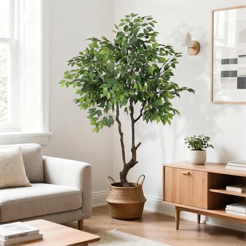 Artificial Ficus Tree 6ft(72in) Faux Floor Potted Tree for Indoor Decor by DecorArt