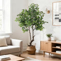 Artificial Ficus Tree 6ft(72in) Faux Floor Potted Tree for Indoor Decor by DecorArt