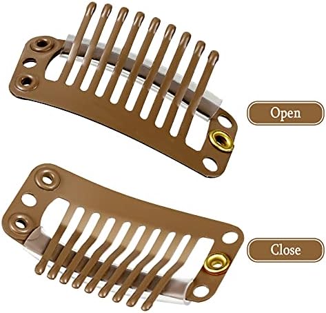 WILLBOND 30 Pcs Wig Clips Hair Extensions, 9-Teeth 32 Mm, Light Brown - Image 3