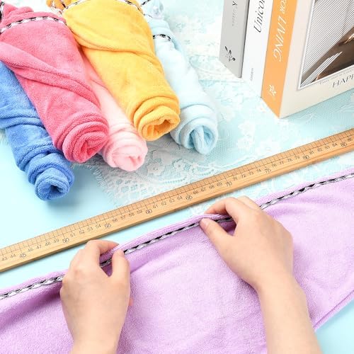 Microfiber Hair Towel Wrap 2 Pack Hair Drying Towel with Button for Women Hair Towel Turban Quick Dry Anti-frizz Absorbent Head Hot Pink - Image 4