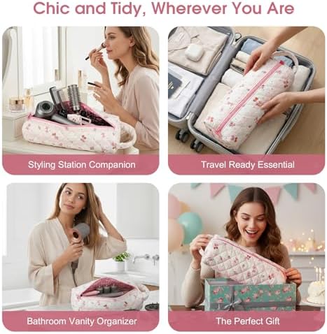 Quilted Hair Tools Travel Bag, Hair Styling Accessories, Travel Essentials - Image 5