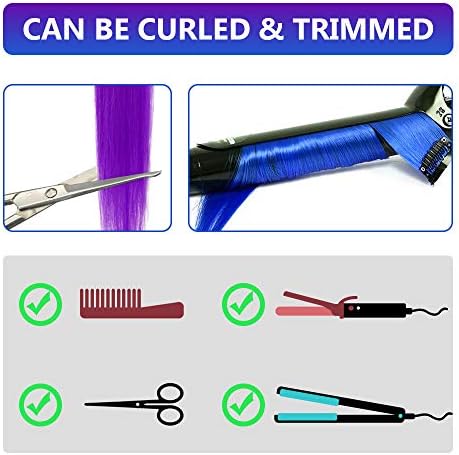 Colored Purple Hair Extensions Clip in Synthetic Hairpieces 10 PCS - Image 3