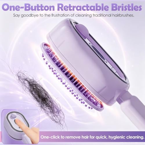 Electric Spray Air Cushion Massage Comb, 2026 Upgrade Electric Steam Hair Brush with Misting Detangling for Dry Frizzy Hair, Self-Cleaning Gloss Enhancing Care Brush for Women (Beige) - Image 2