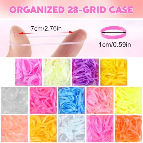 Rubber Bands for Hair with 8 Styling Tools 28 Grid Pastel Hair Elastics Set with Storage Box for Braids Ponytails Toddlers Women Styling and Crafts - Image 3