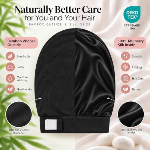 YFONG Silk Lined Bonnet for Sleeping Women Men, Real Mulberry Silk Lining - Image 2