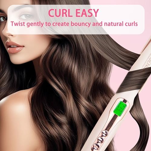 ANGENIL Pro Hair Straightener and Curler 2 in 1, Twist Flat Iron Hair Straightener for Women, Dual Voltage Round Pink Flat Iron with Anti-Scalding Silicone Mat, 11 Adjustable Temp for All Hair Types - Image 2