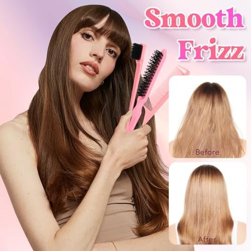 Hair Wax Stick, Slick Back Hair Brush, Wax Stick for Flyaways, Rat Tail Comb Edge Brush Styling Tool Set Accessories for Women Girls(Pink) - Image 4