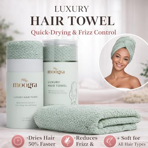 Luxury Microfiber Hair Towel Wrap for Women - Quick Dry, Super Absorbent Hair Turban, Soft & Lightweight Anti-Frizz Towel for Long, Thick & Curly Hair (Sage Green, 48" × 24") - Image 2