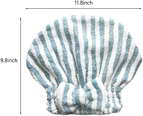 Microfiber Hair Towel Cap,Soft Absorbent Quick Drying Cap for Curly Thick Hair, Wrap Cap for Women Girls-Set of 2 Pcs（Blue White/Gray White） - Image 3