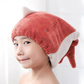 Hair Drying Towel for Kids Girls, Cute Cartoon Absorbent Quick Drying Bath Wrap Set for Bathing, Spa, Swimming Pool, Soft Microfiber Cap for Curly Long & Wet Hair, Red by ShowerCaps