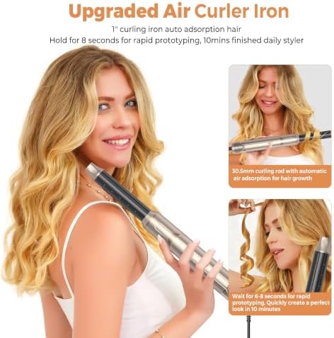 6 in 1 Hair Dryer Brush, Foldable Blow Dryer Brush with Air Styler Curler Wrap, Detachable Hot Air Brush Dry,Volumize, Straight,Curl, Negative Ion Brush Blow Dryer with Diffuser, Hair Styler Tools - Image 4