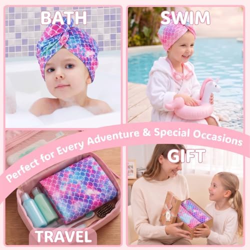 Microfiber Hair Towel Wrap for Kids Girls, Ultra Absorbent, 2 Pack - Image 2