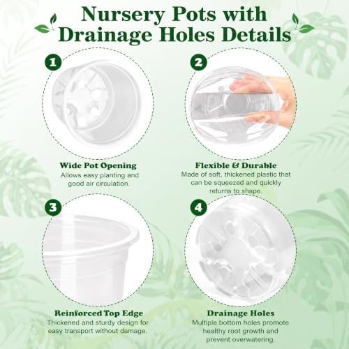 OUPSAUI 20 Pack 3.5 Inch Clear Nursery Pots with Drainage Holes for Plant - Image 3