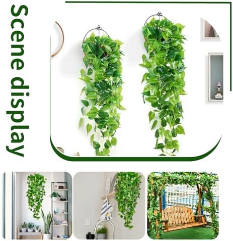 Fake Hanging Plants Vines(4pcs)for Room Decor, Artificial Ivy Greenery Garlands for Home Bedroom Living Aesthetic Kitchen Office Wall Patio Bookshelf,Indoor,Outdoor Farmhouse Decorations(No Basket) - Image 3