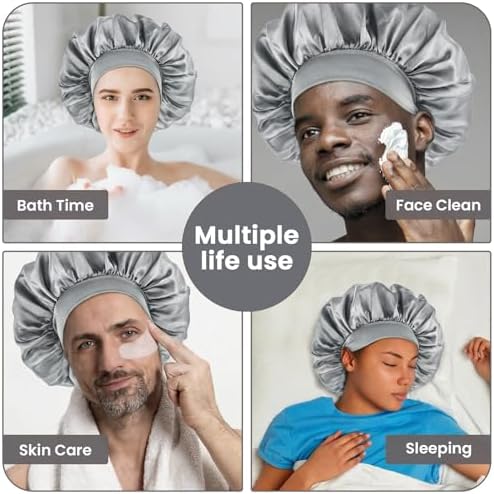 WLLHYF Silk Bonnet for Men, Satin Bonnet Elastic Band Silk Sleep Cap Soft Adjustable Hair Cap Hair Wrap for Women Sleeping - Image 4