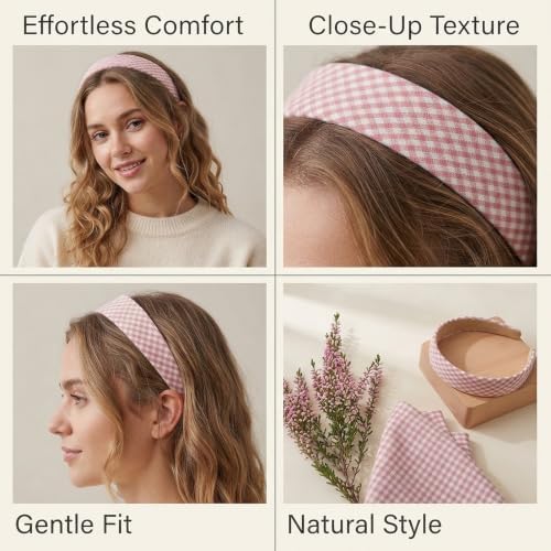 7 Pcs Headbands for Women Girls, Non Slip Cute Pearl Floral Padded Vintage Wide Fashion Multi-style Headbands for Girls - Image 6