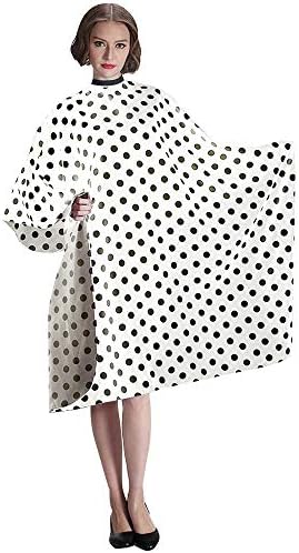 Professional Salon Cape - Polyester Hair Cutting Cape, 54"x62", Black and White Dots - Image 3