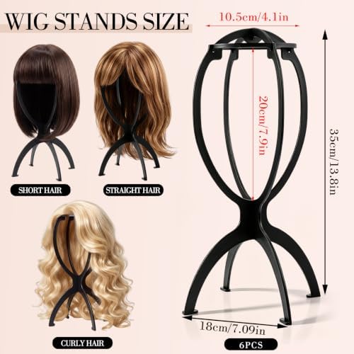 obeoby 6 Pack Updated Wig Stand, Foldable Wig Holder - Image 2