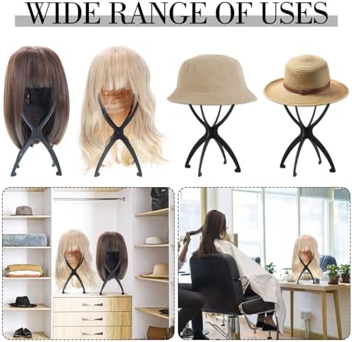 obeoby Wig Stand, Portable Foldable Wig Holder for Wigs (Black,3Pack) - Image 6