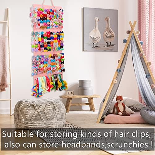 Hair Bow Holder Organizer for Girls, Hanging Bow Storage (Pink) - Image 7