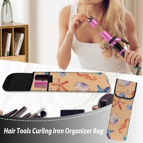 1 Piece Flat Iron Curling Wand Travel Cover Case Bag Curling Wand Travel Case Universal Curling Irons Cover Sleeve Flat Iron Case Heat Resistant Bag Starfish Shell - Image 4