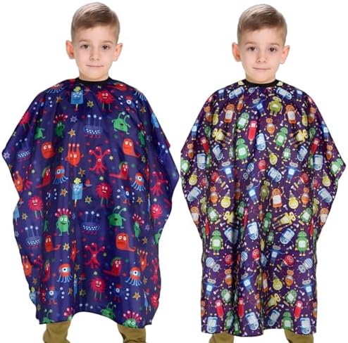 Kids Hair Cutting Cape (2 Pack) Professional Children Salon Barber Apron for Boys and Girls by YELEGAI
