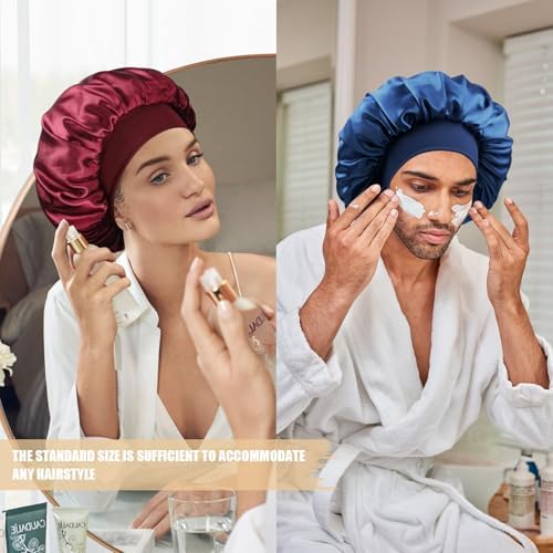 Satin Silk Bonnet for Hair, Double Layer Sleep Cap for Men & Women - Image 6