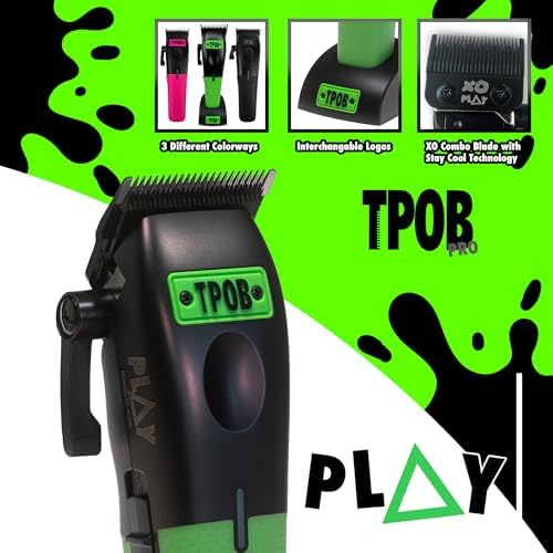 TPOB Play Barber Hair Clippers for Men 7500 RPM with Rubber Grips (Black/Green/Pink) - Image 3