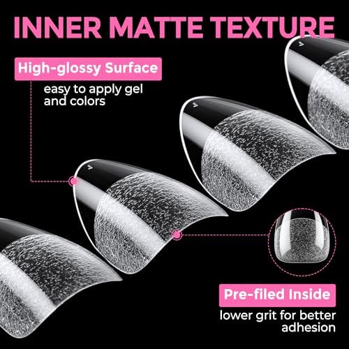 UNA GELLA Short Almond Nail Tips 216PCS X-Soft Gel Fake Nails Extensions - Image 7
