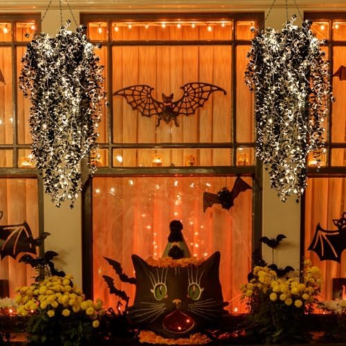 RECUTMS Black Hanging Fake Plants Artficial Vines Hanging Light Black Decor - Image 4