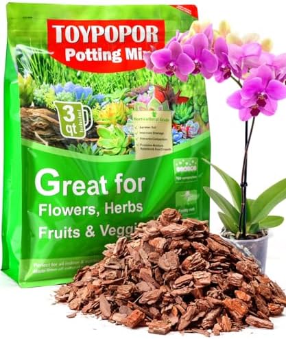 TOYPOPOR Orchid Potting Mix, (3 Quarts)Orchid Bark With Perlite, Potting Soil Medium for Plant Indoor, Pine Bark Wood Chips for Houseplant Fast Drainage, Water Retention, Air Flow and Root Ventilation by TOYPOPOR