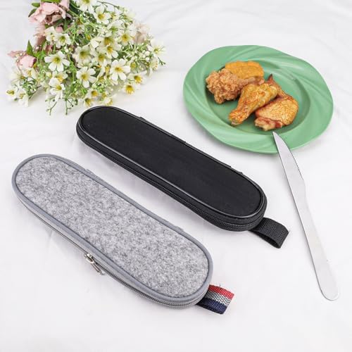 2 Pack Utensil Travel Case Carrying Bag, Felt Cutlery Utensil Pouch Zipper Flatware Holder Portable Silverware Storage Sleeve for Chopsticks Straw Spoon Knife Fork - Image 7