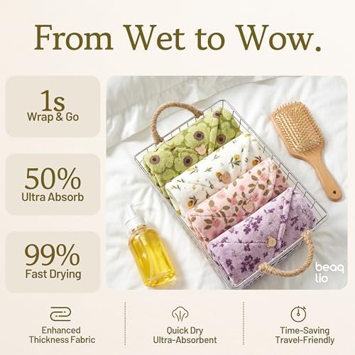 4 Pack Microfiber Hair Towel Wrap Set, Hair Towels for Women - Image 6