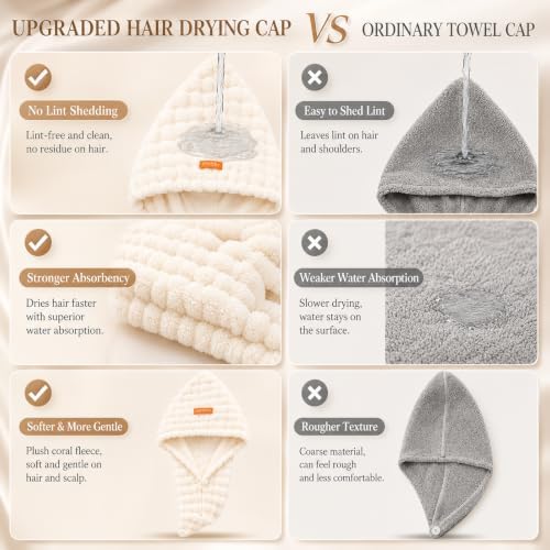 Microfiber Hair Drying Towel 2Pack, Large Size for Women, with Elastic Band - Image 3