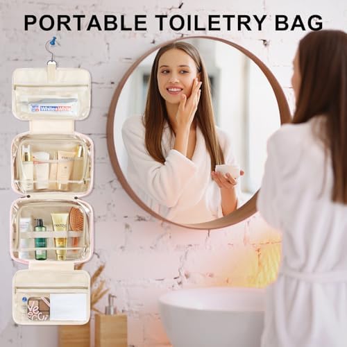 TOPEAST Travel Toiletry Bag Makeup Bag - Hanging Toiletry Bag for Women, Portable Toiletries Travel Bag and Cosmetic Bag, Airplane Travel Essentials Travel Toiletry Bag - Letter S, Blue - Image 5