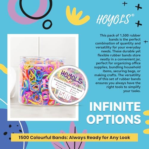 HOYOLS Mini Rubber Bands, 1500 Pcs Multicolor Hair Ties for Braids - Image 4