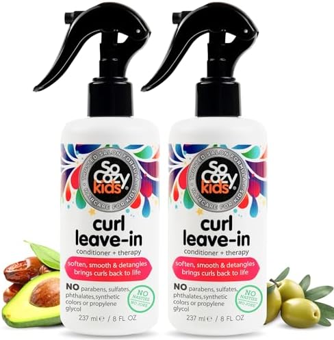 SO COZY Kids Curl Leave In Conditioner + Therapy Spray, 8 Fl Oz 2 Pack by SoCozy